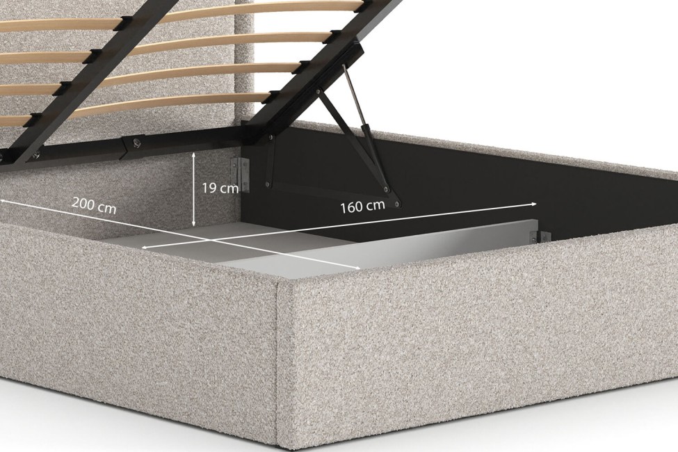 Bett Mono 160x200, Stoff LOOP 02, Metallgestell