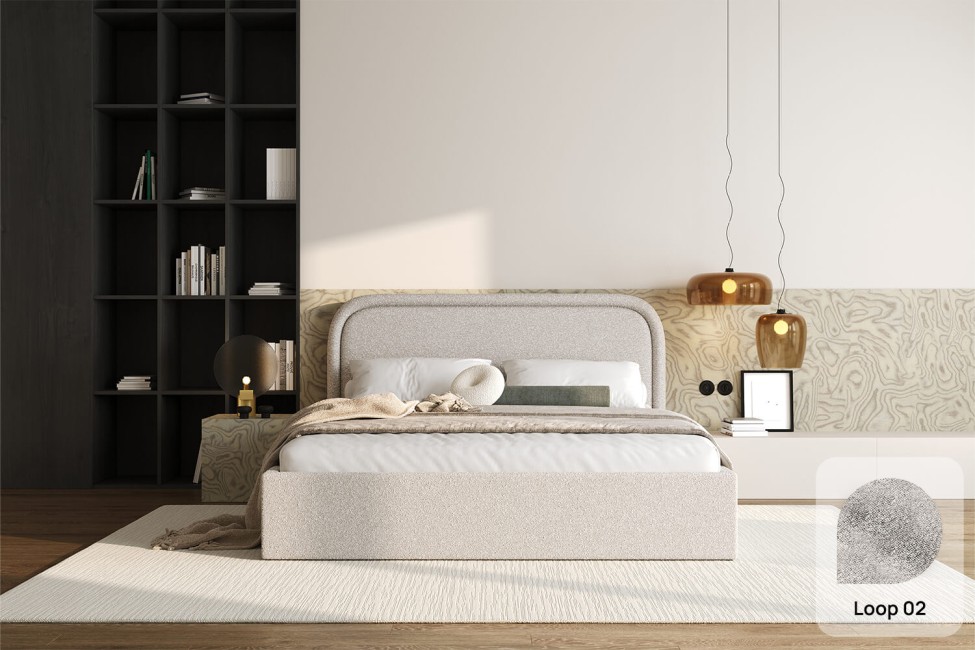 Bett Mono 160x200, Stoff LOOP 02, Metallgestell