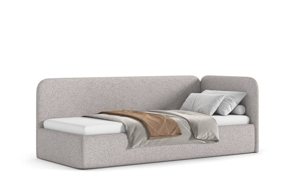 Bett Bao 90x200, Stoff LOOP 07, Metallgestell, Rechtsseite, seitlich zu öffnen