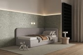 Bett Bao 90x200, Stoff LOOP 07, Metallgestell, Rechtsseite, seitlich zu öffnen