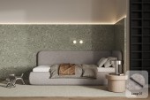 Bett Bao 90x200, Stoff LOOP 07, Metallgestell, Rechtsseite, seitlich zu öffnen