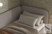 Bett Bao 90x200, Stoff LOOP 07, Metallgestell, Rechtsseite, seitlich zu öffnen