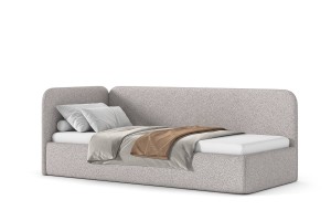 Bett Bao 90x200, Stoff LOOP 07, Metallgestell, Linkseite, seitlich zu öffnen