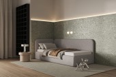 Bett Bao 90x200, Stoff LOOP 07, Metallgestell, Linkseite, seitlich zu öffnen