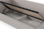 Bett Bao 90x200, Stoff LOOP 07, Metallgestell, Linkseite, seitlich zu öffnen