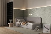 Bett Bao 90x200, Stoff LOOP 07, Metallgestell, Linkseite, seitlich zu öffnen