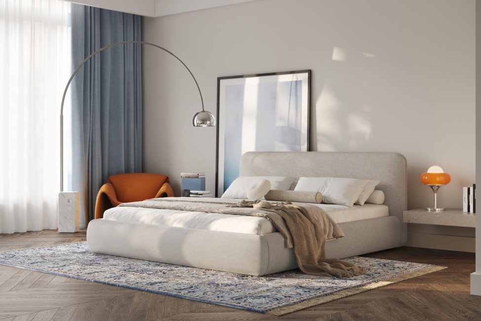 Bett Odette 180x200, Stoff WIND 05, Metallgestell