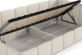 Bett Auro Twin Low 90x200, Stoff STORM 02, Metallgestell, Rechtsseite, seitlich zu öffnen