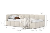 Bett Auro Twin Low 90x200, Stoff STORM 02, Metallgestell, Linkseite, seitlich zu öffnen 