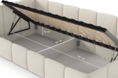 Bett Auro Twin Low 90x200, Stoff STORM 02, Metallgestell, Linkseite, seitlich zu öffnen 