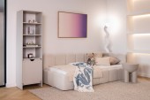 Bett Auro Twin Low 90x200, Stoff STORM 02, Metallgestell, Rechtsseite, seitlich zu öffnen